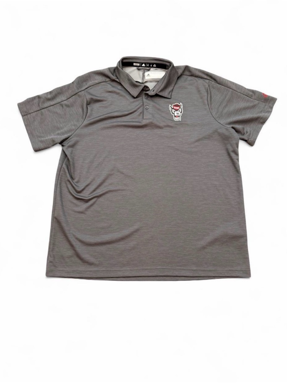 adidas Men's Gray Polo with Small Embroidered NC State Mascot